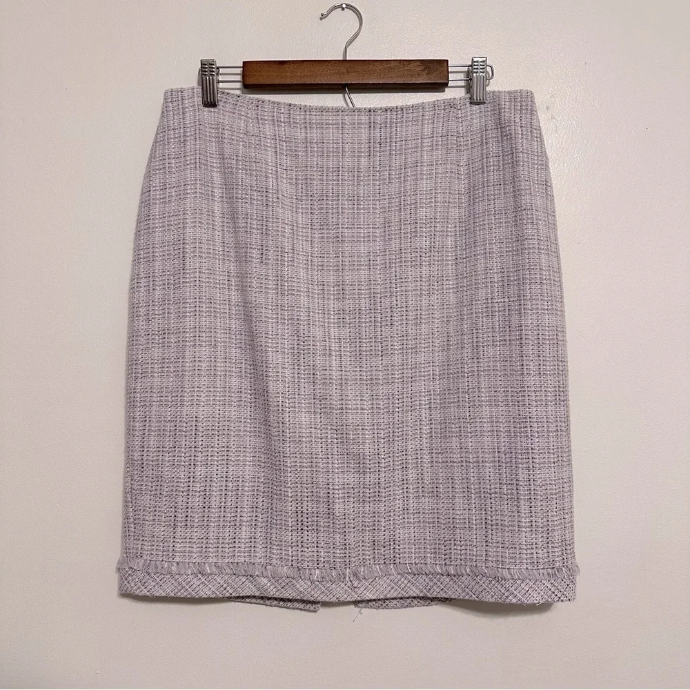 WHBM Tweed Cotton Pencil Skirt Lavender White Size 12
